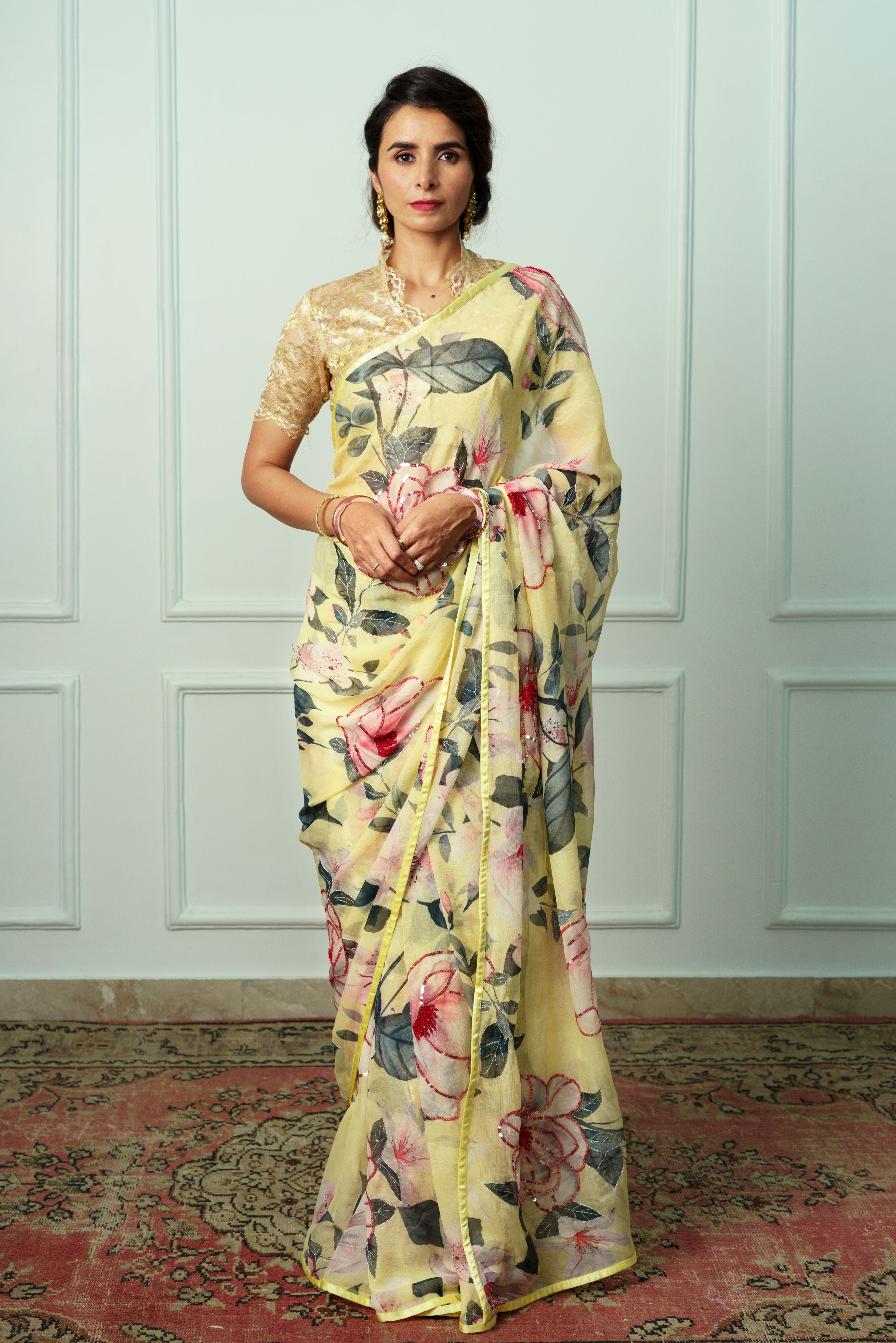 Chiffon Saree With Handwork,pure Chiffon Saree With Blouse,handwork Saree,indin  Saree,chiffon Saree,sunmer Saree,indian Wear,sari,blouse -  Canada