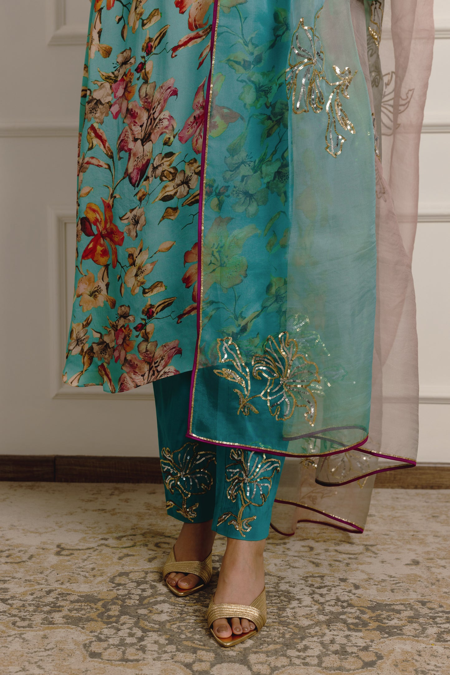 Lillette Printed Satin Kurta Set