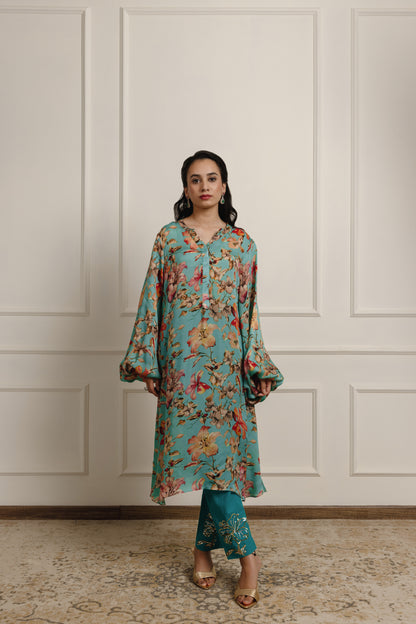 Lillette Printed Satin Kurta Set