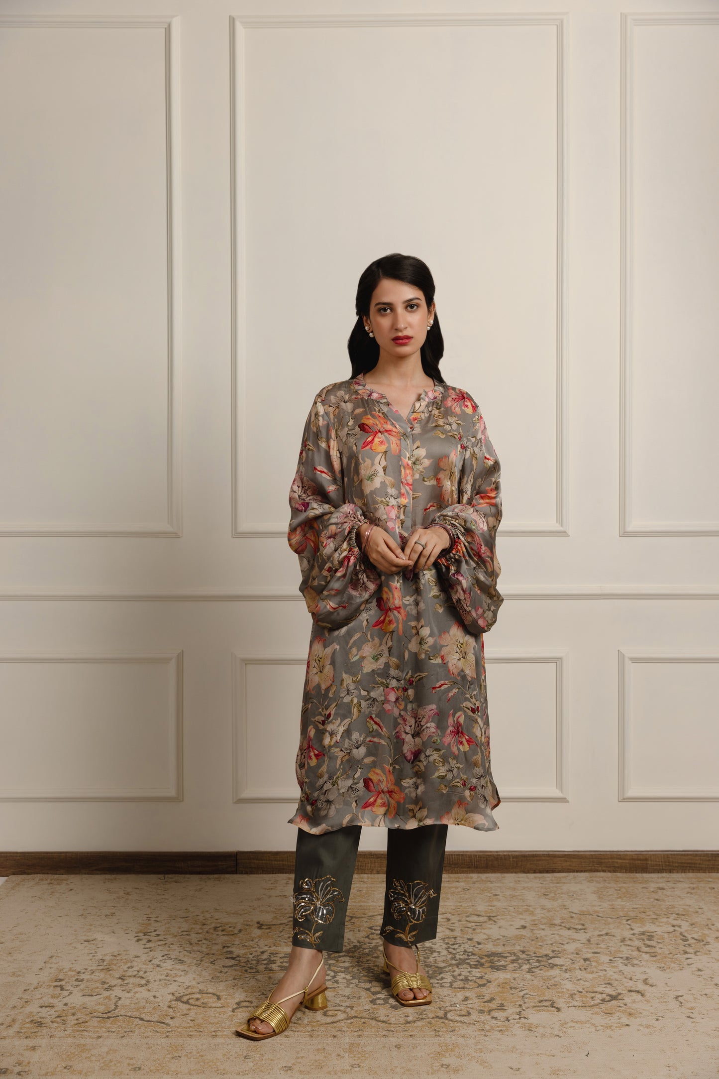 Babbette Printed Satin Kurta Set