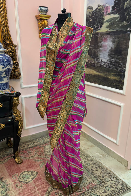 Rani leheriya antique border saree