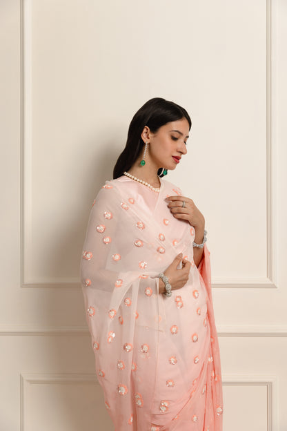 Anastasia Blush Pink Ombre Chiffon Saree