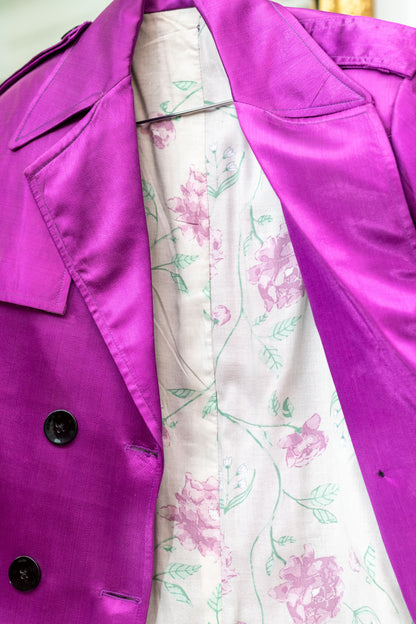 Purple Silk Satin Trench Coat