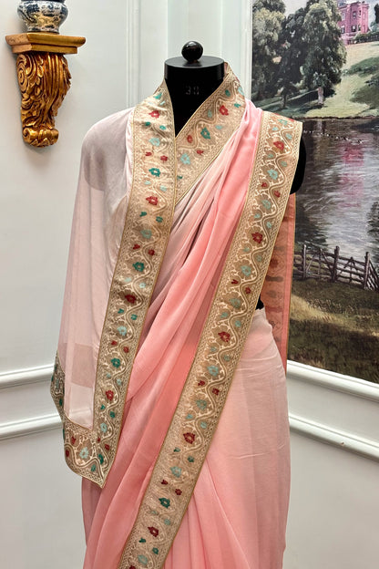 Antique border chiffon saree