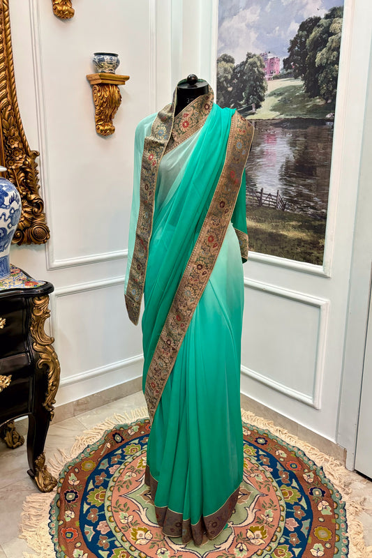 Antique border chiffon saree