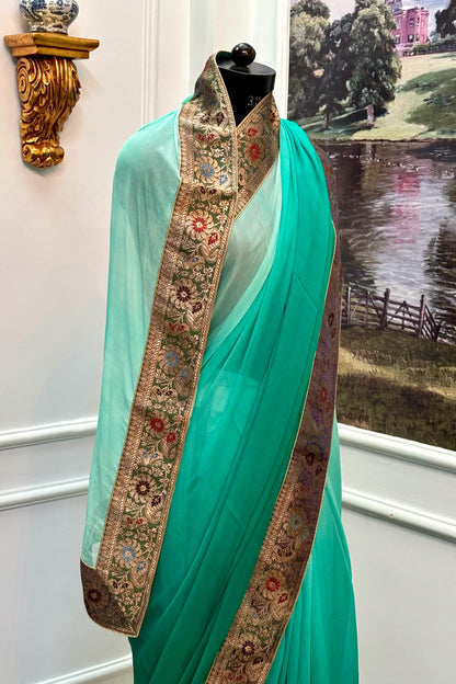 Antique border chiffon saree