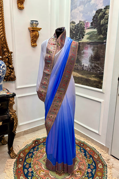 Antique border chiffon saree