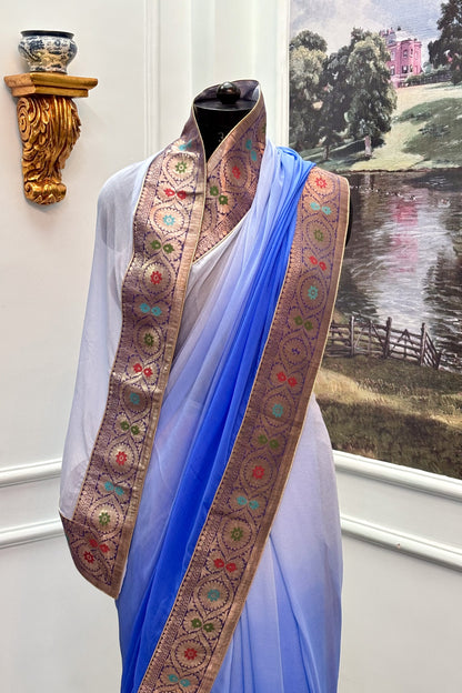 Antique border chiffon saree