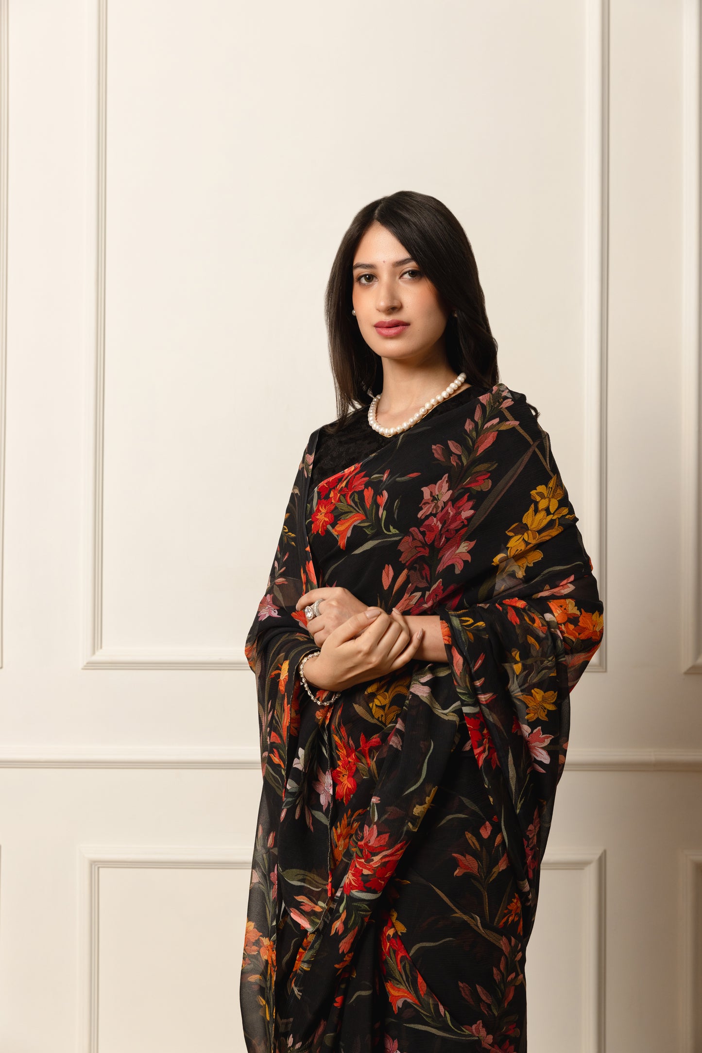 Camille Printed French Chiffon Saree