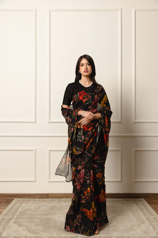 Camille Printed French Chiffon Saree