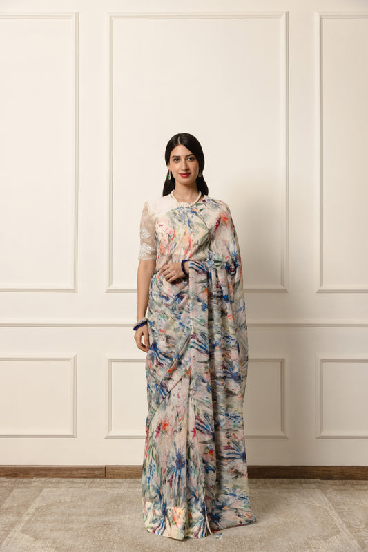 Daria Printed French Chiffon Saree