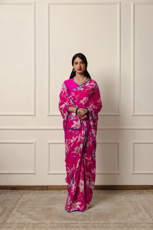 Callie Printed French Chiffon Saree