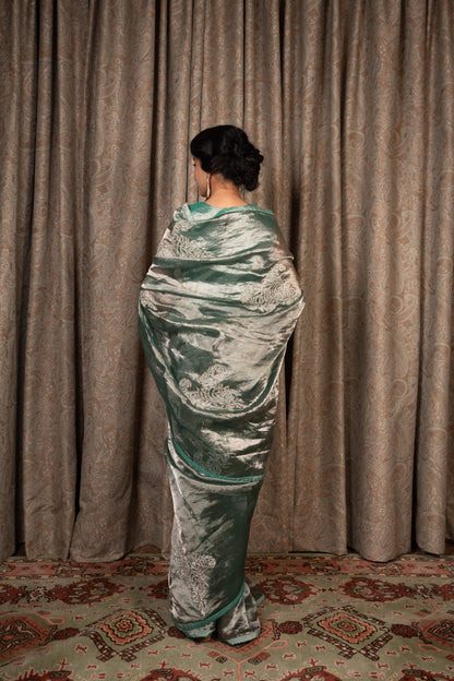 Sonika Sea Green Tissue Saree