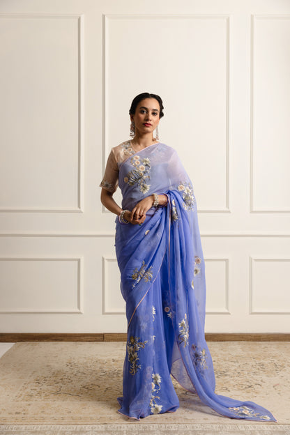 Lydia Periwrinkle Chiffon Saree