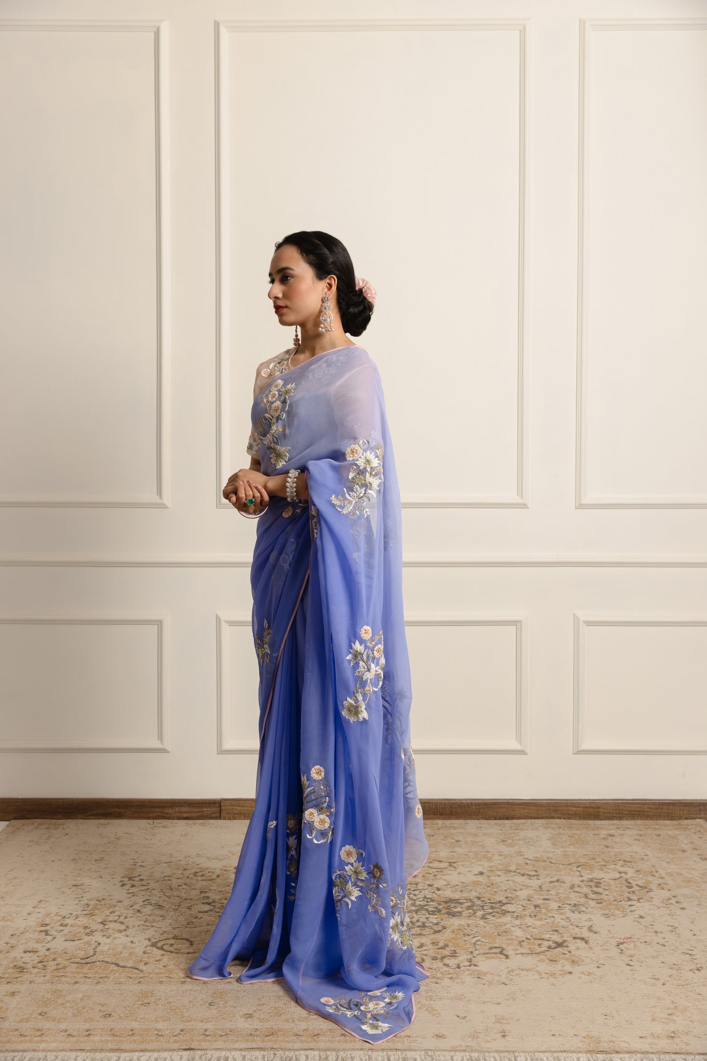 Lydia Periwrinkle Chiffon Saree