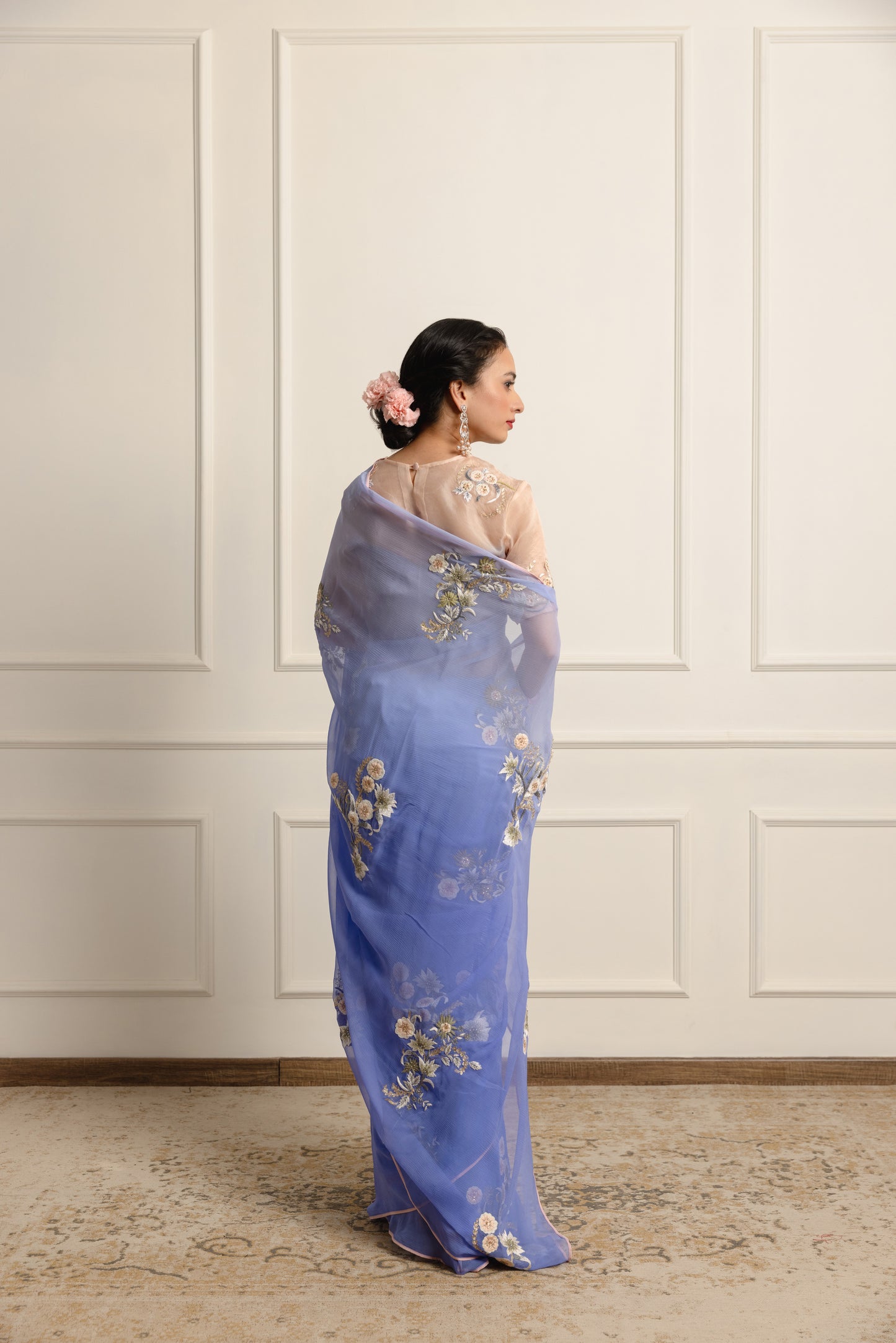 Lydia Periwrinkle Chiffon Saree