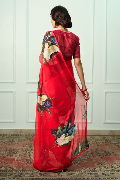 Meghna Printed French Chiffon Saree