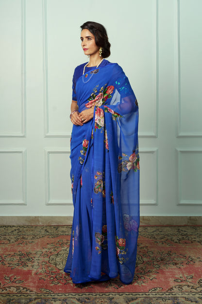 Nilanjana Printed French Chiffon Saree