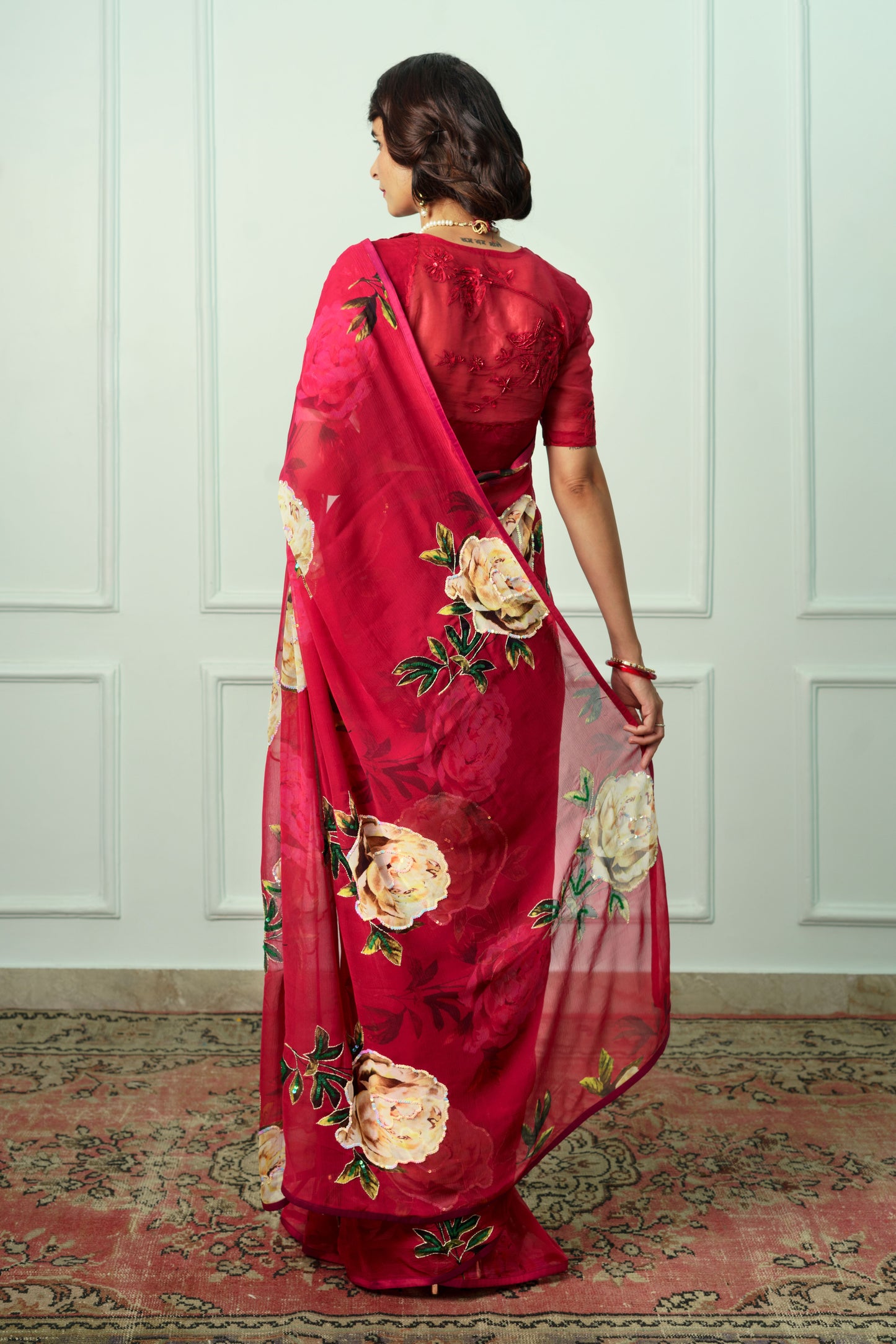 Krishna Printed French Chiffon Saree