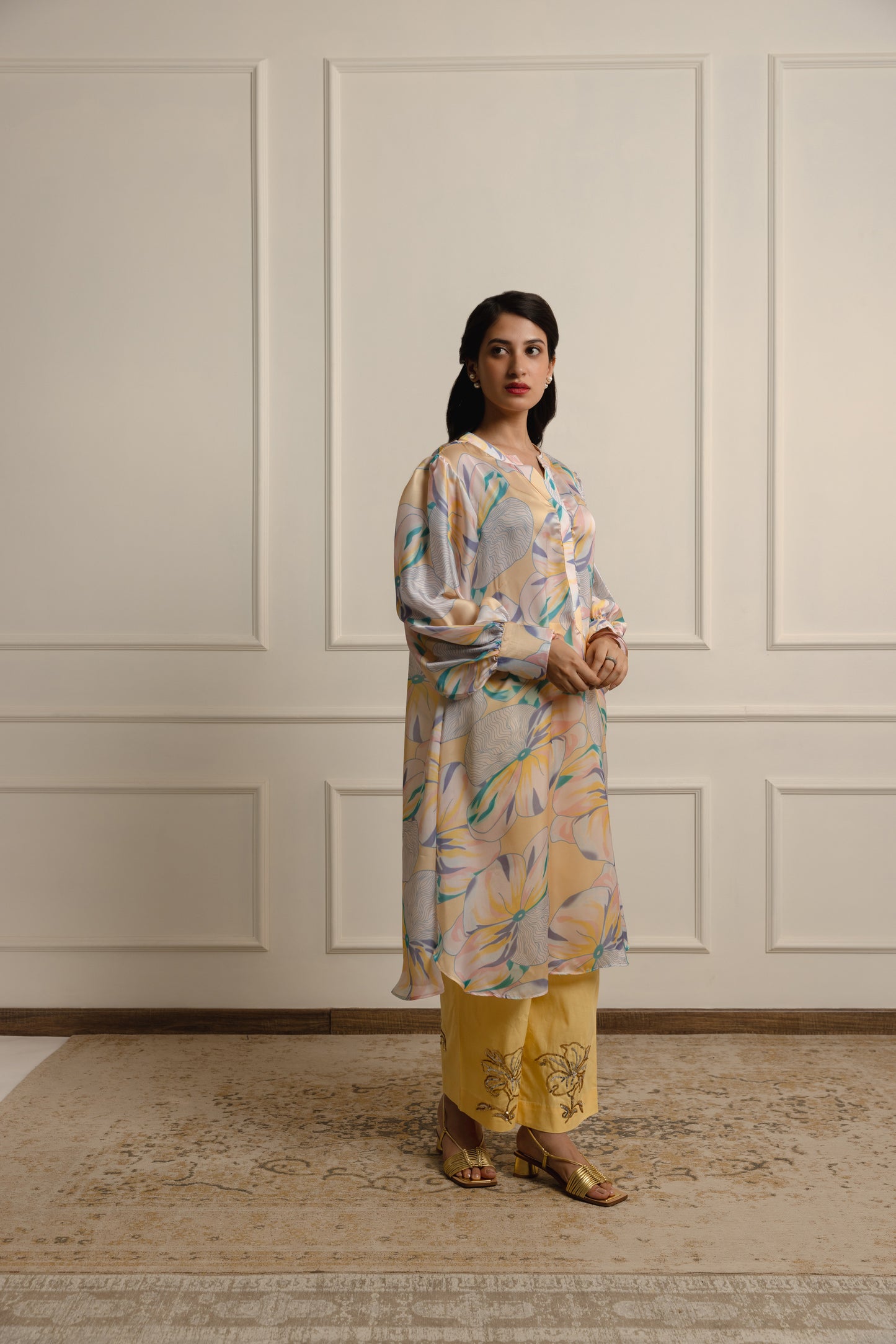 Arlette Printed Satin Kurta Set