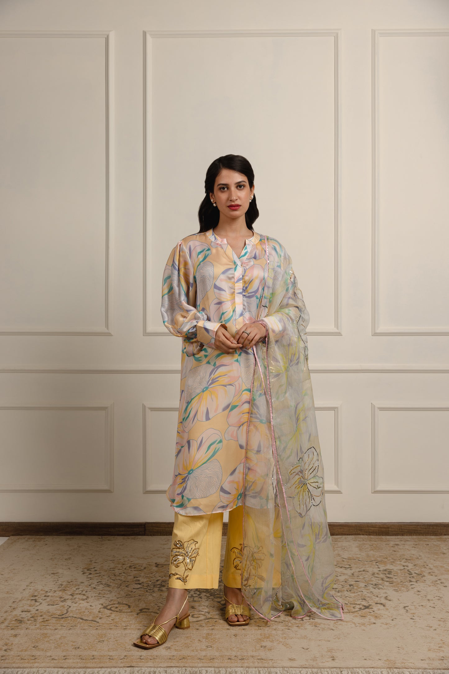 Arlette Printed Satin Kurta Set