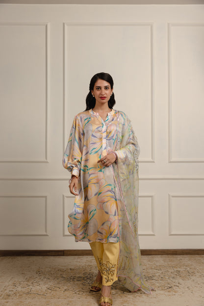 Arlette Printed Satin Kurta Set