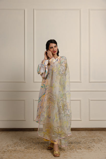 Arlette Printed Satin Kurta Set