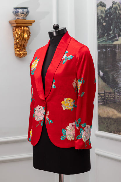 Flame Red Silk Satin Jacket