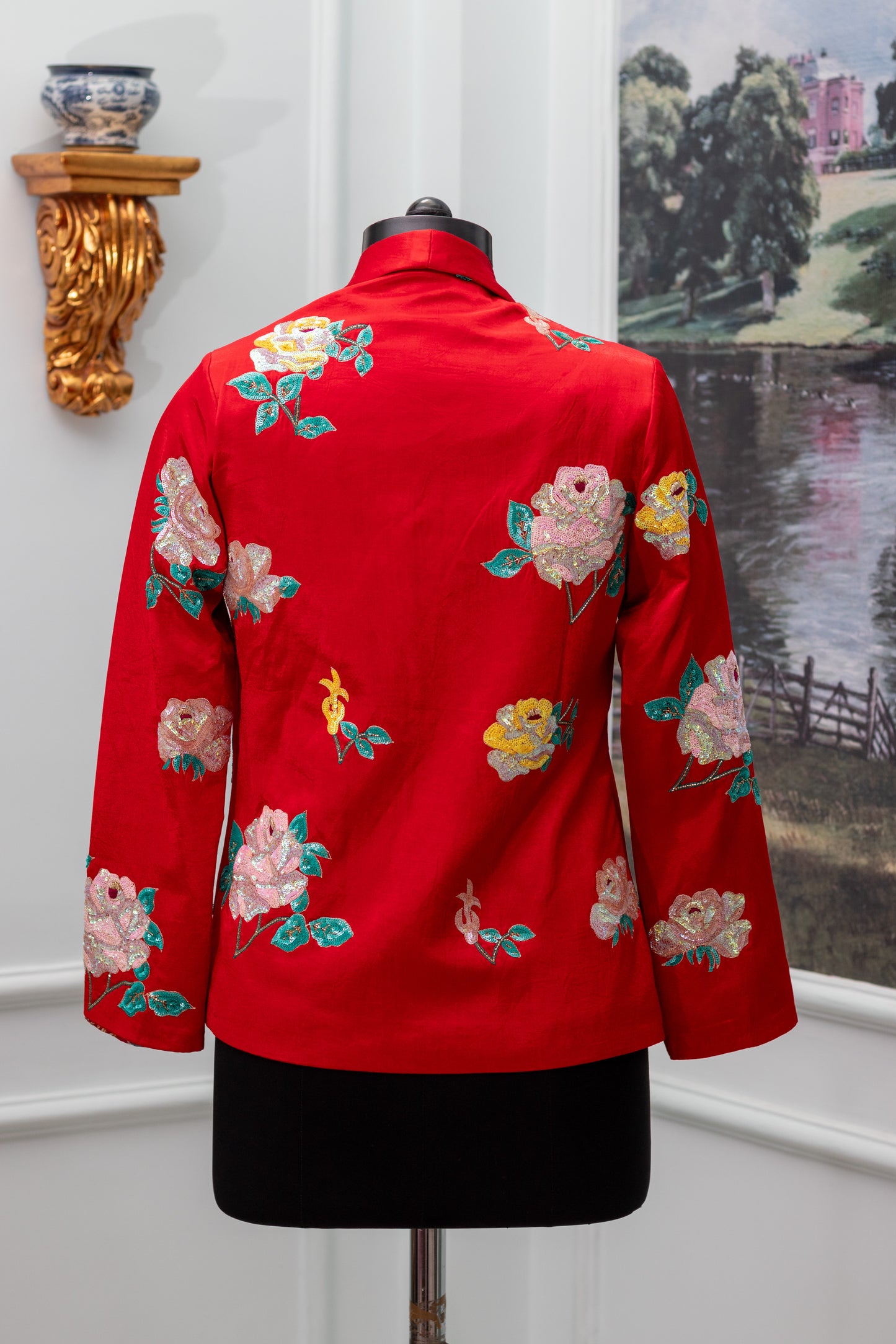 Flame Red Silk Satin Jacket