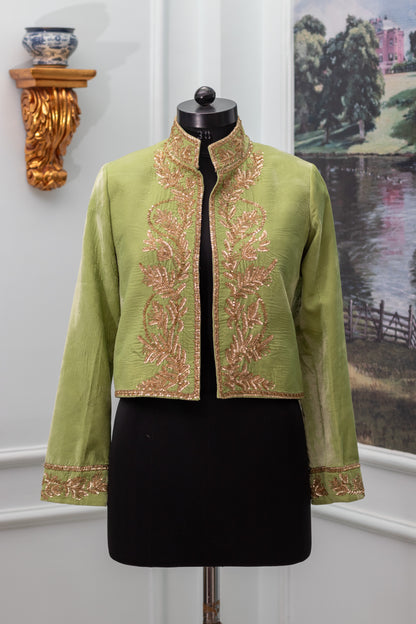 Pista Green Silk Velvet Jacket