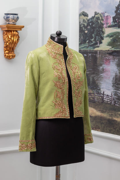 Pista Green Silk Velvet Jacket