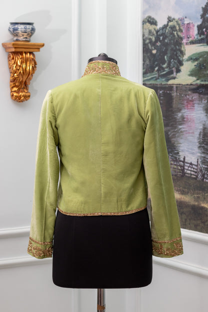 Pista Green Silk Velvet Jacket