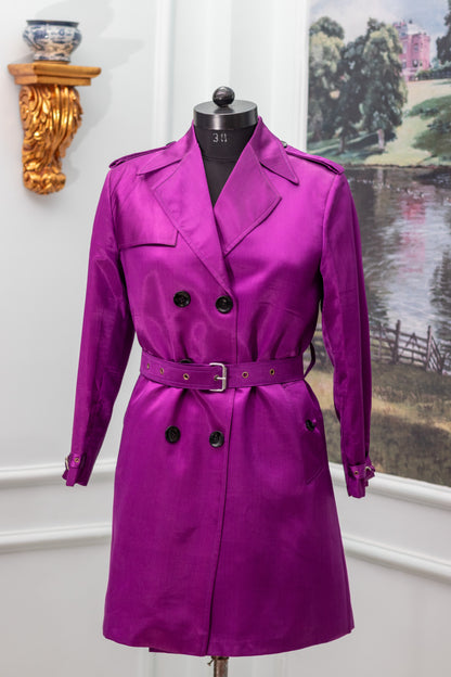 Purple Silk Satin Trench Coat