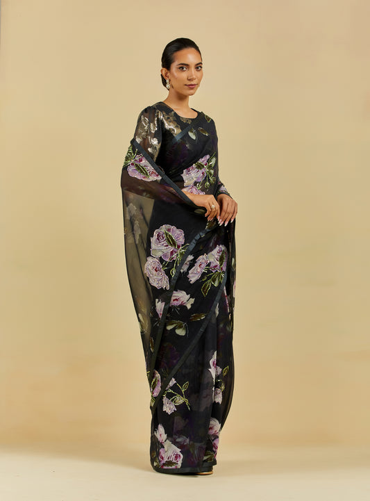 Charlotte Printed Highlighted French Chiffon Saree