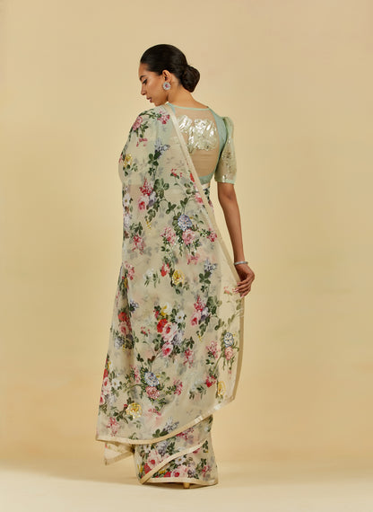 Annette Printed Highlighted French Chiffon Saree