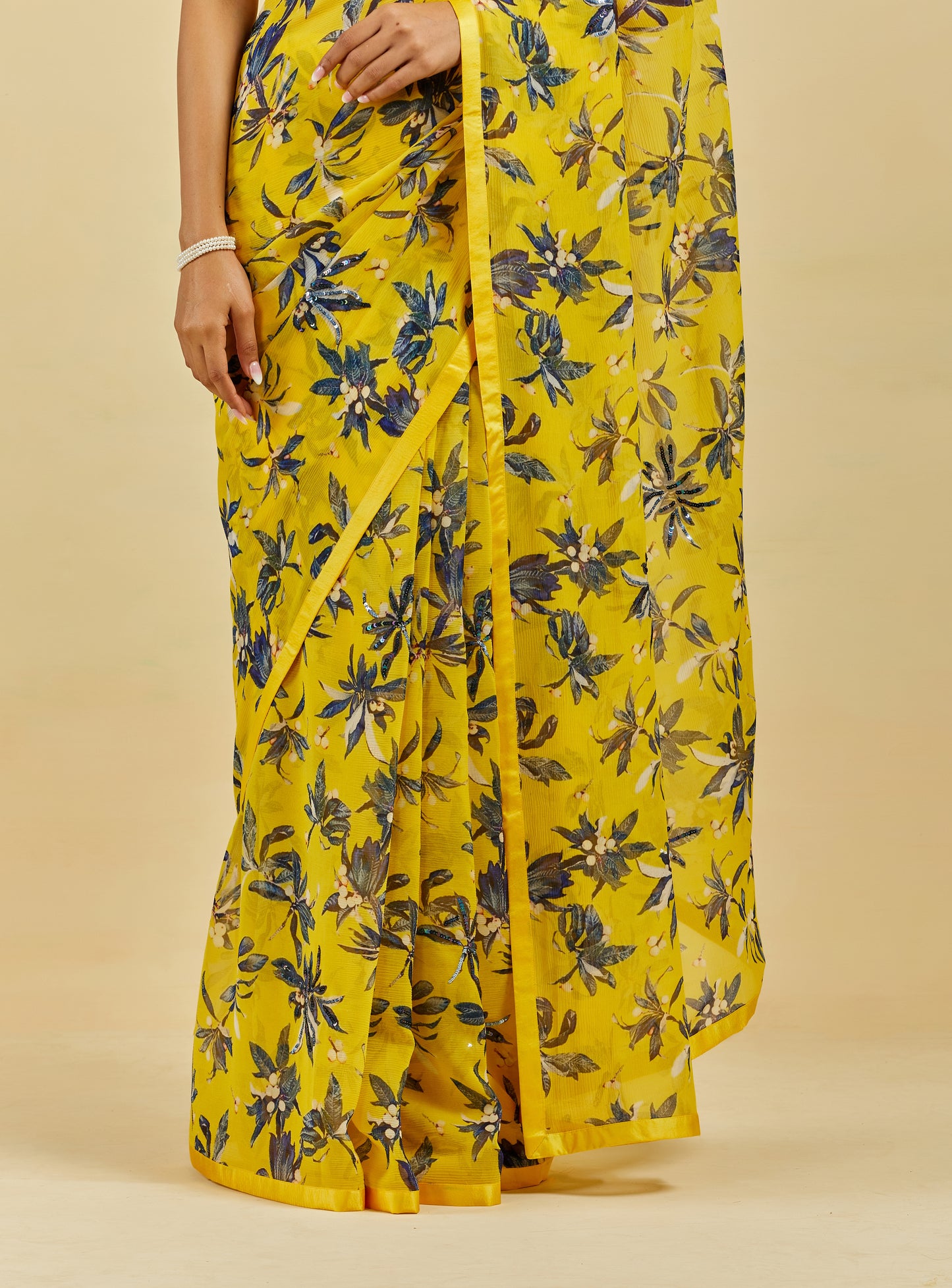 Caroline Printed Highlighted French Chiffon Saree