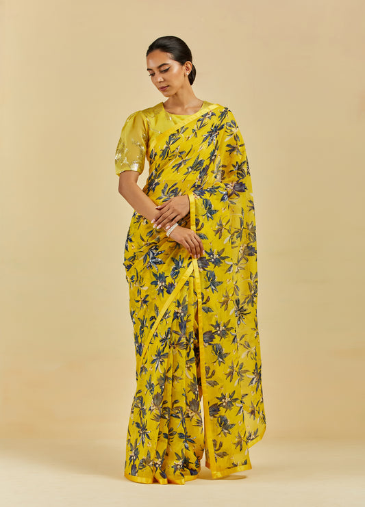 Caroline Printed Highlighted French Chiffon Saree