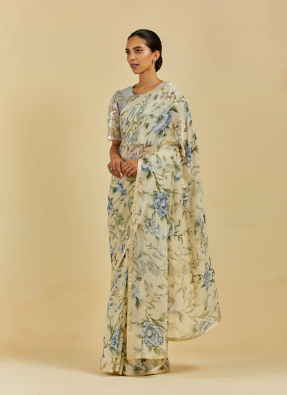 Avril Printed Highlighted French Chiffon Saree