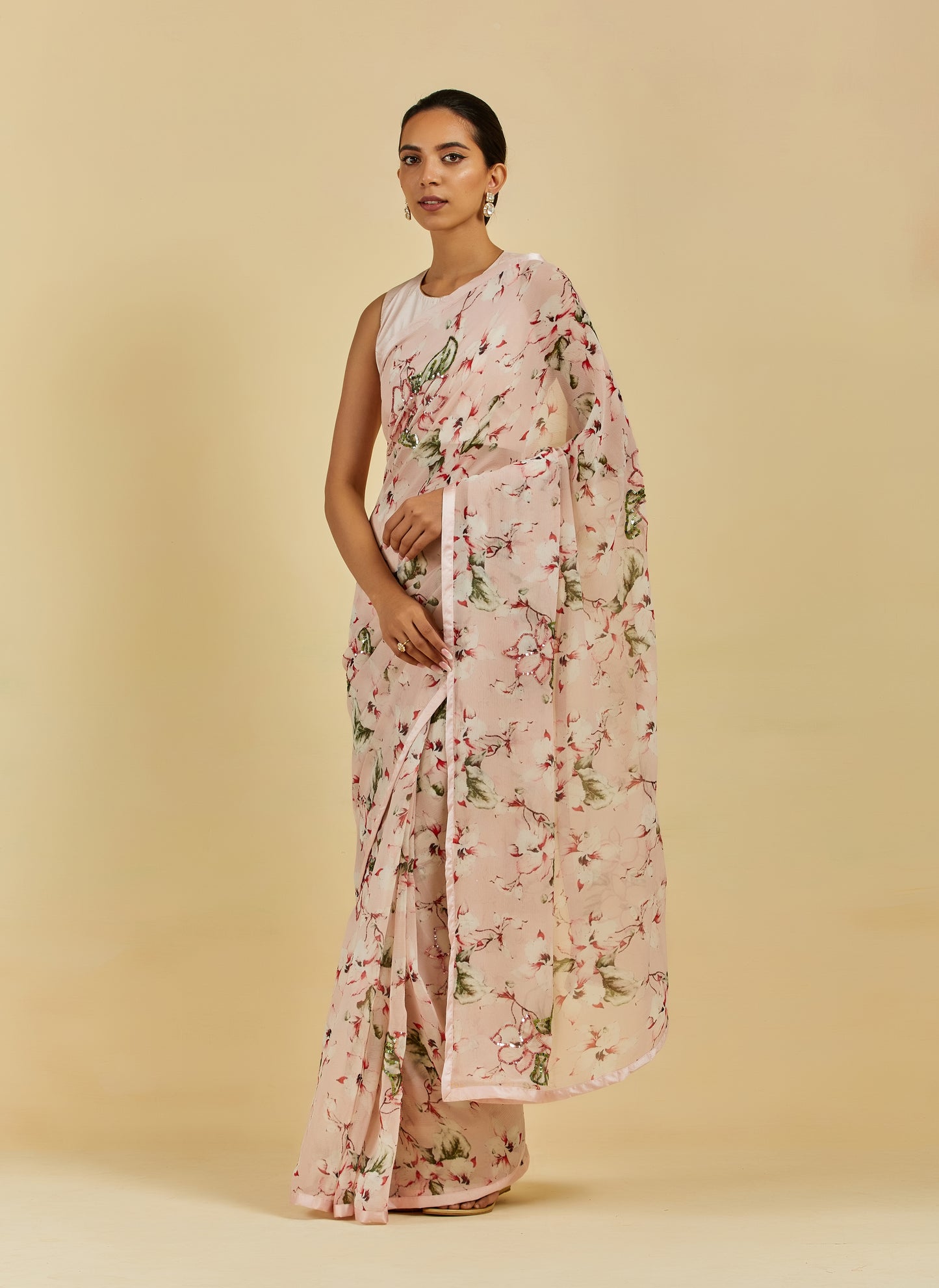 Madelyn Printed Highlighted French Chiffon Saree