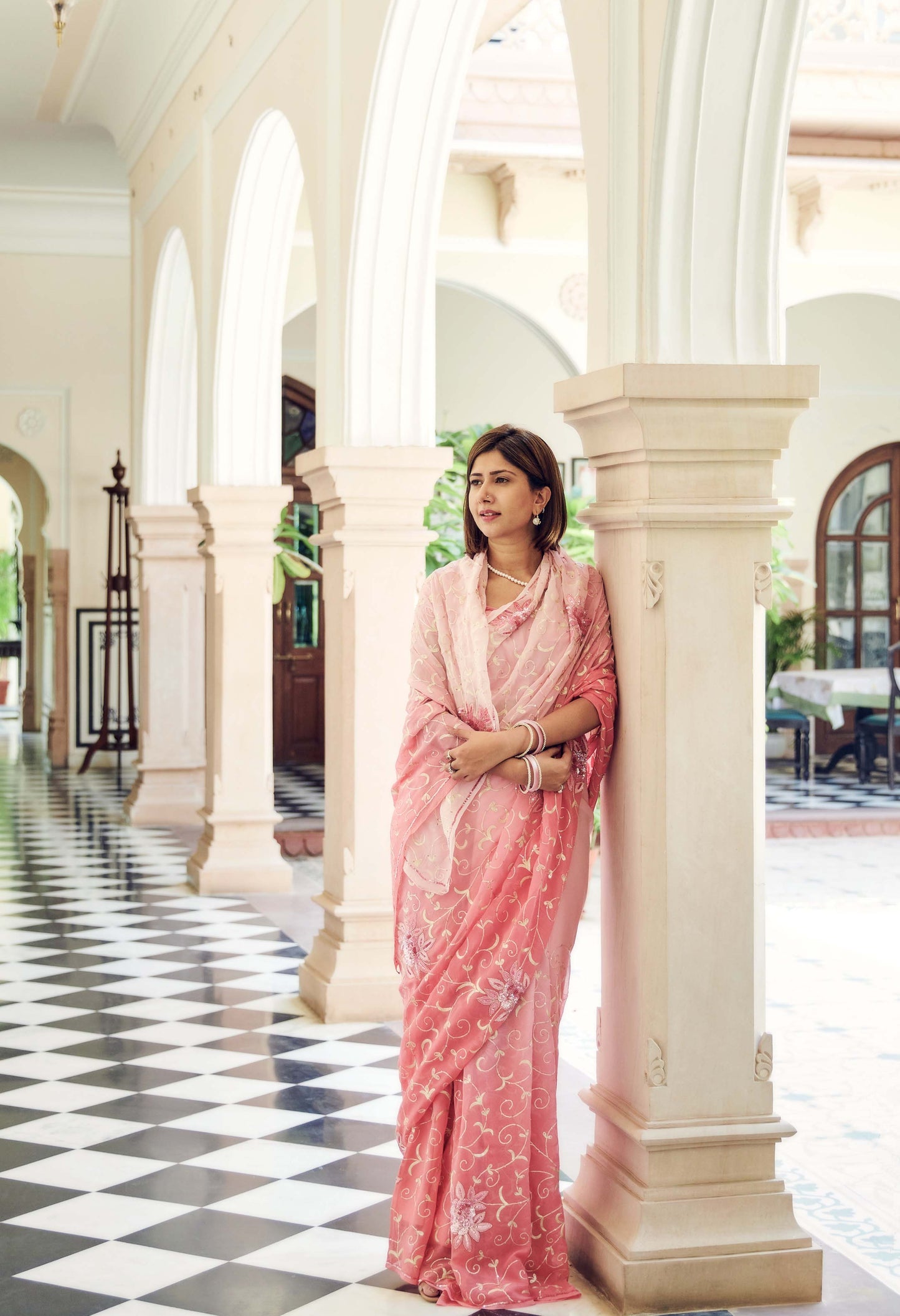 Blush Pink Ombré Kavita Silk Georgette Saree