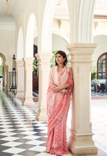 Blush Pink Ombré Kavita Silk Georgette Saree