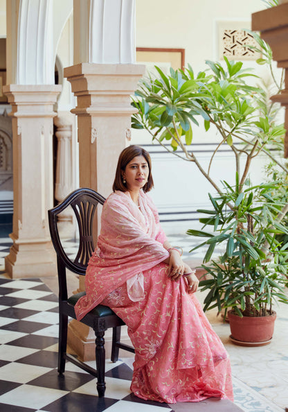 Blush Pink Ombré Kavita Silk Georgette Saree