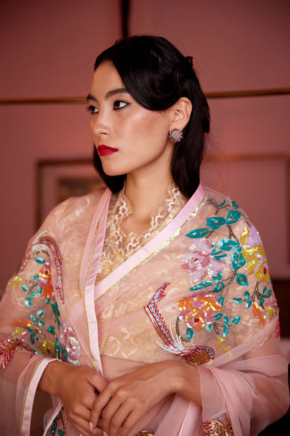 Blush Pink Organza Lalitya Saree