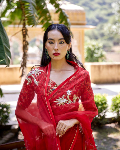 Red Organza Akshara Saree