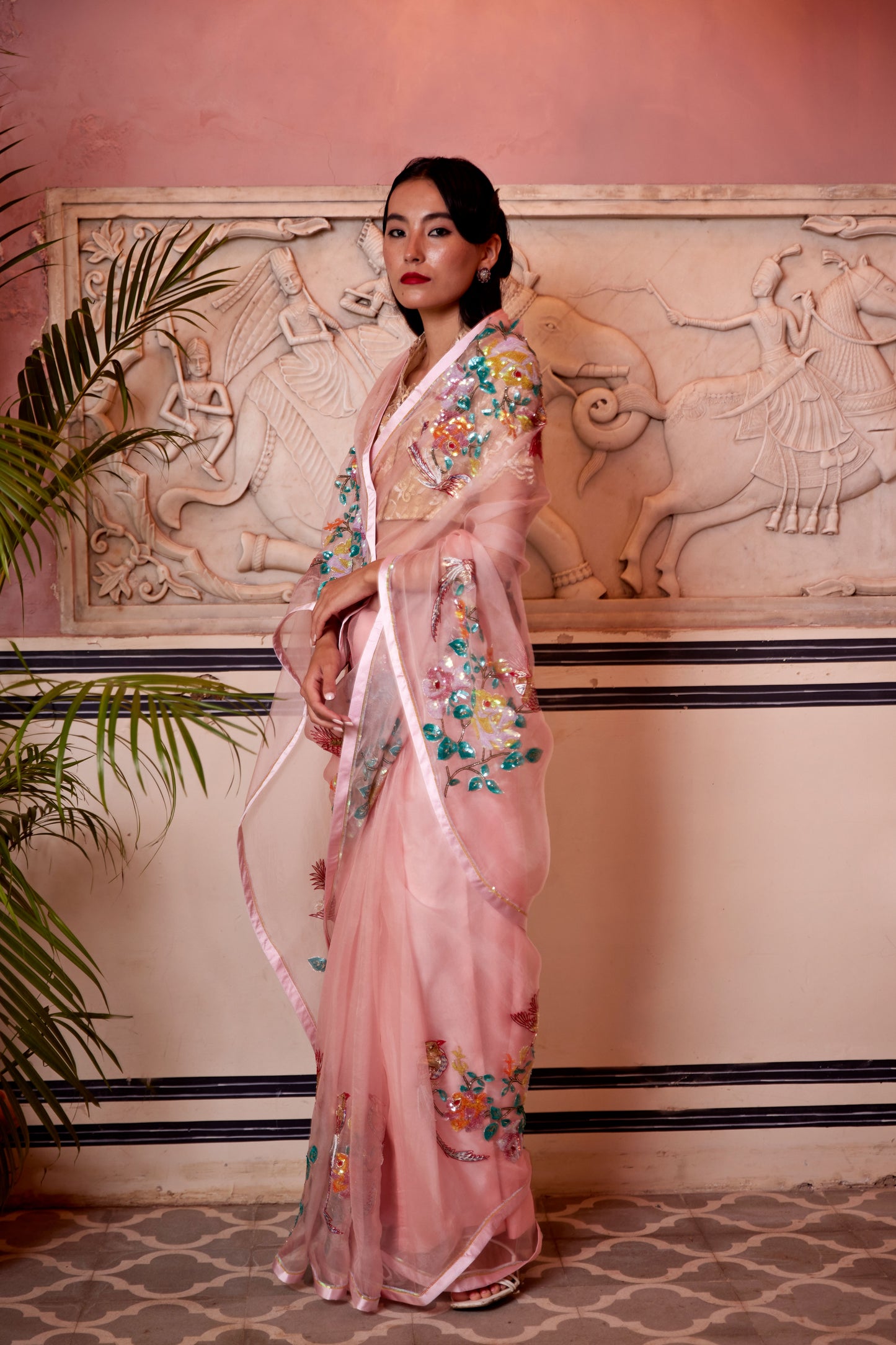 Blush Pink Organza Lalitya Saree