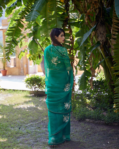 Emerald Green Organza Akshara Saree