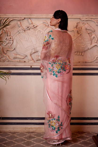 Blush Pink Organza Lalitya Saree