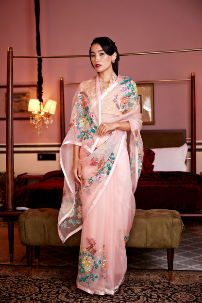 Blush Pink Organza Lalitya Saree