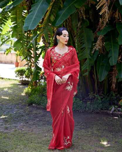 Red Organza Akshara Saree