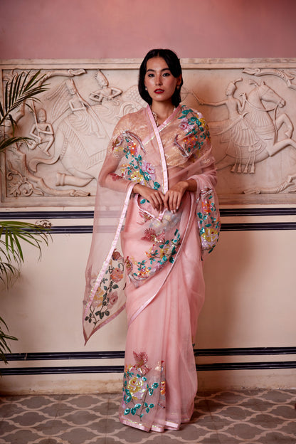 Blush Pink Organza Lalitya Saree